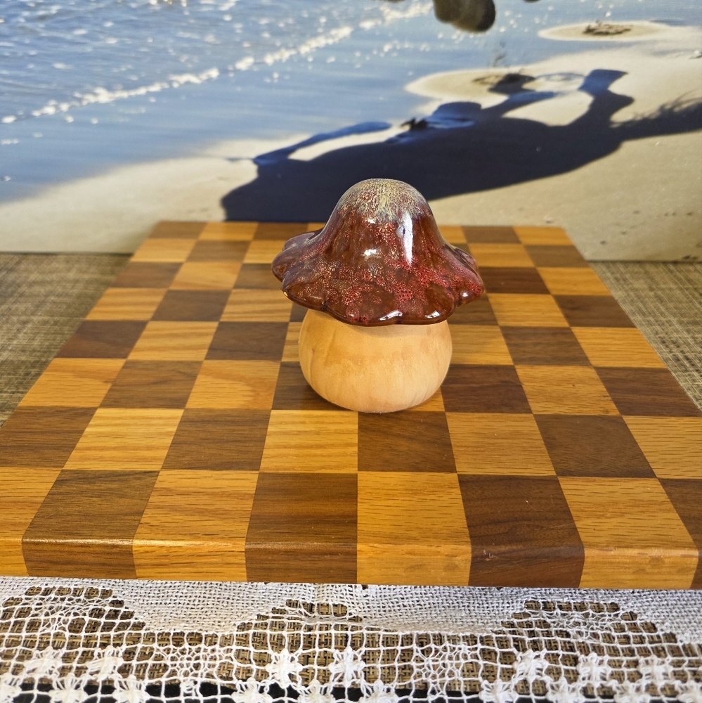 Handcrafted Wooden and Glass Art Piece
